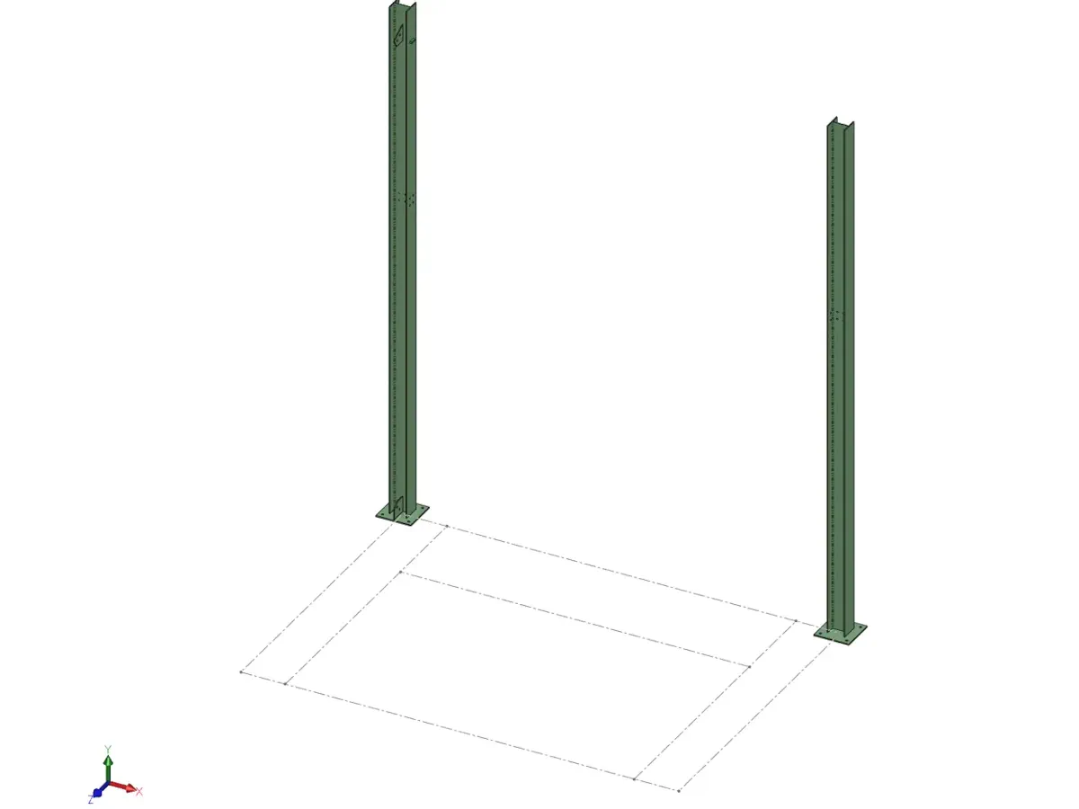 3D CAD view of the erection stages, one of ten frames in an animation.