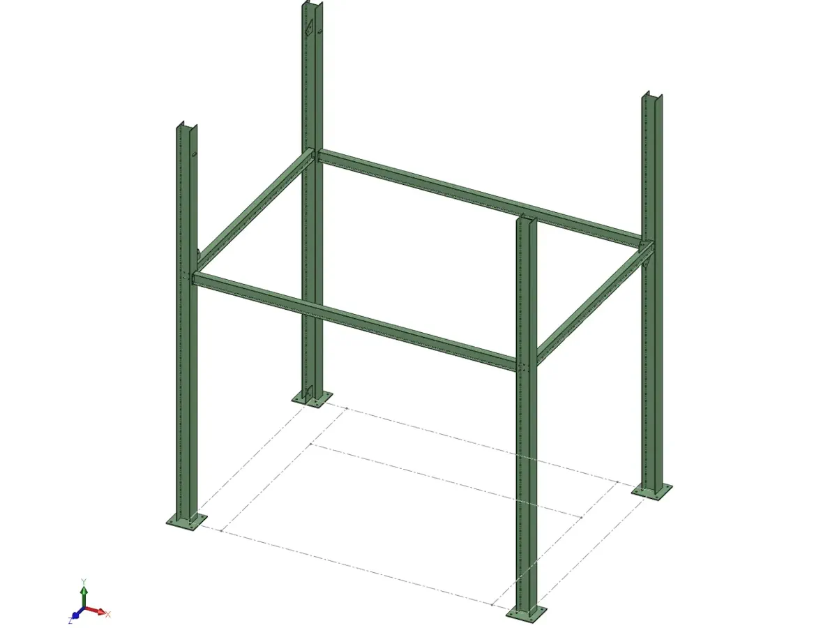 3D CAD view of the erection stages, one of ten frames in an animation.
