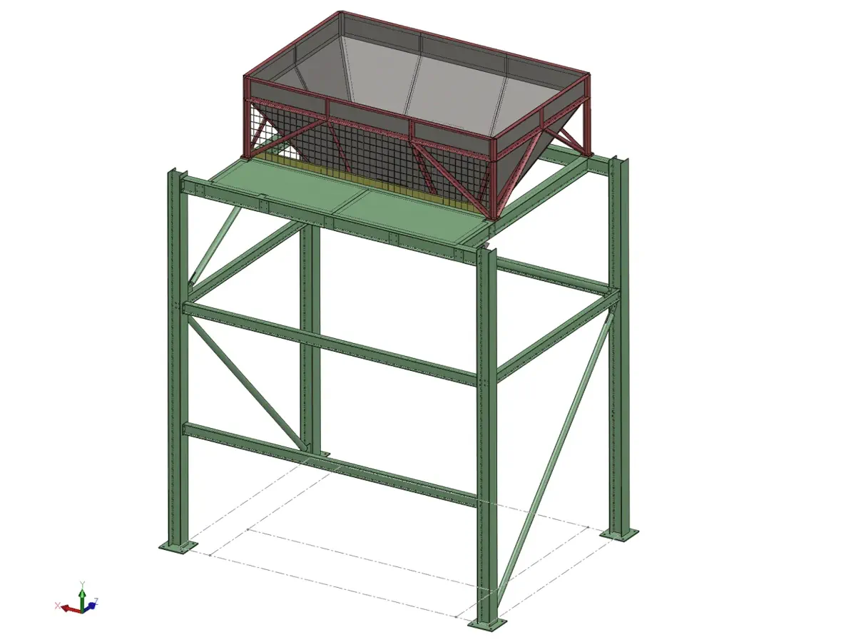 3D CAD view of the erection stages, one of ten frames in an animation.