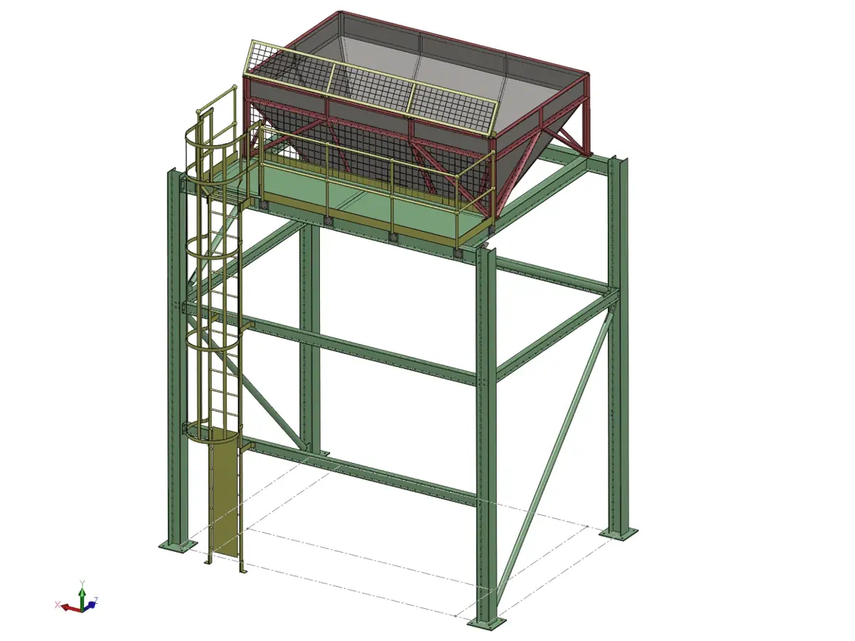 3D CAD view of the erection stages, one of ten frames in an animation.